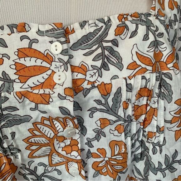 Rachel Zoe Button Down Linen Blend Blouse orange Rust Grey White - Picture 8 of 11